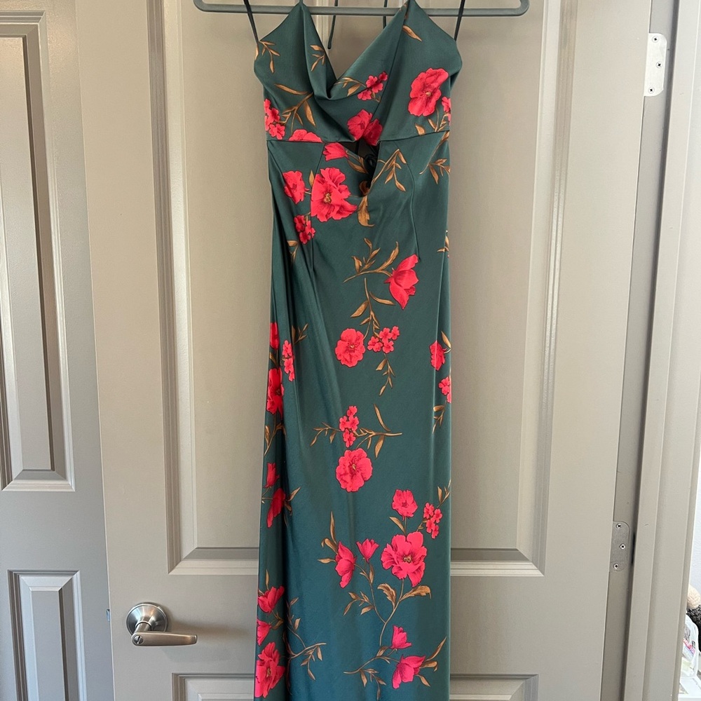 Floral Green and Pink Maxi Dress